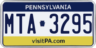 PA license plate MTA3295