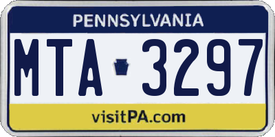 PA license plate MTA3297
