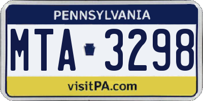 PA license plate MTA3298