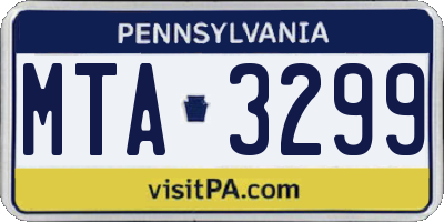 PA license plate MTA3299