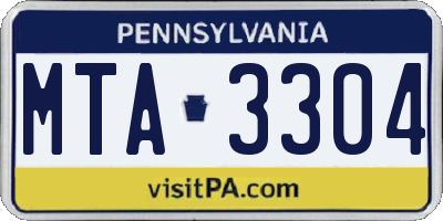 PA license plate MTA3304