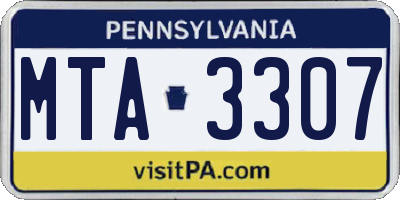 PA license plate MTA3307