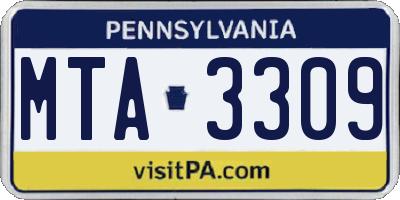 PA license plate MTA3309