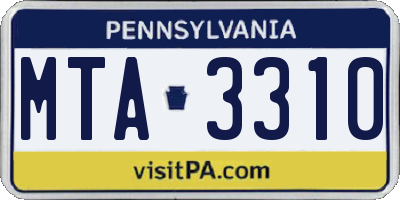 PA license plate MTA3310