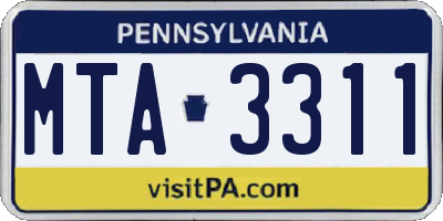 PA license plate MTA3311