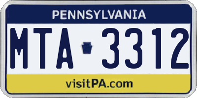 PA license plate MTA3312