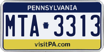 PA license plate MTA3313