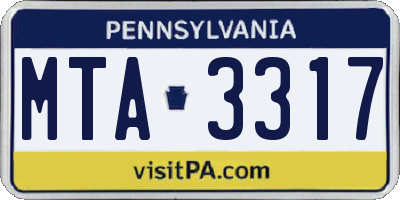 PA license plate MTA3317
