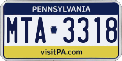 PA license plate MTA3318