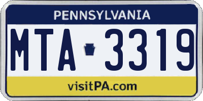 PA license plate MTA3319