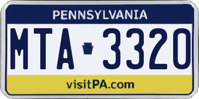 PA license plate MTA3320