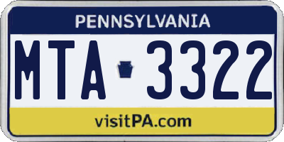 PA license plate MTA3322