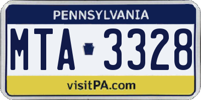 PA license plate MTA3328