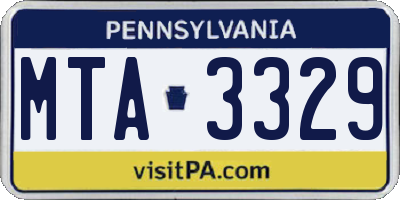 PA license plate MTA3329