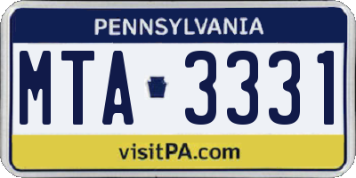 PA license plate MTA3331