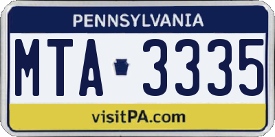 PA license plate MTA3335