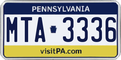 PA license plate MTA3336