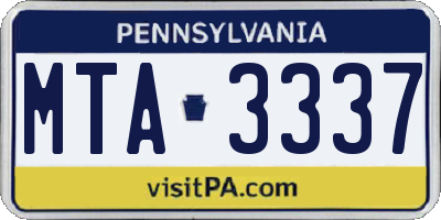 PA license plate MTA3337