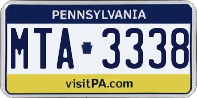 PA license plate MTA3338
