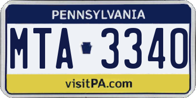 PA license plate MTA3340