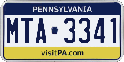 PA license plate MTA3341