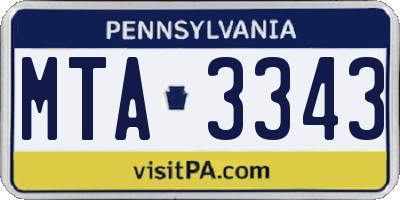 PA license plate MTA3343