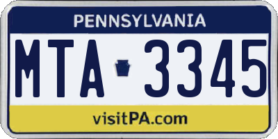 PA license plate MTA3345