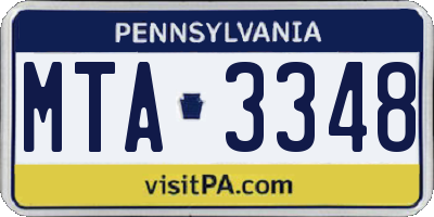 PA license plate MTA3348
