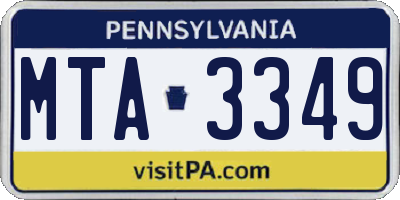 PA license plate MTA3349