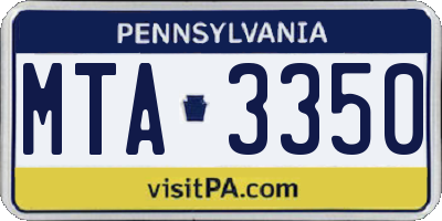 PA license plate MTA3350