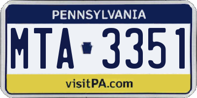 PA license plate MTA3351