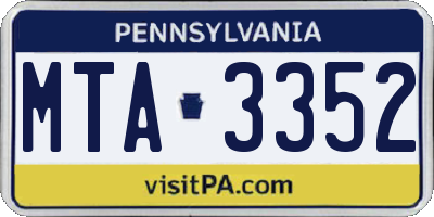 PA license plate MTA3352