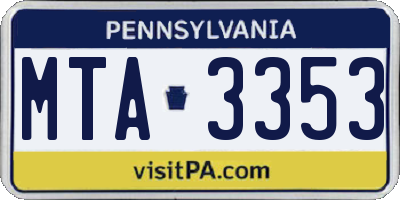 PA license plate MTA3353