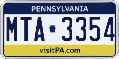 PA license plate MTA3354