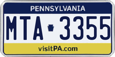 PA license plate MTA3355
