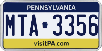 PA license plate MTA3356