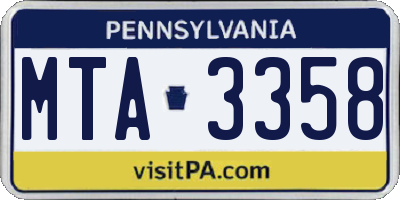 PA license plate MTA3358