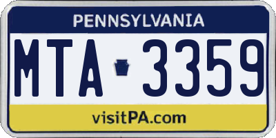 PA license plate MTA3359