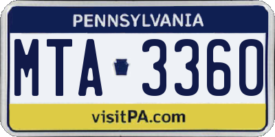 PA license plate MTA3360