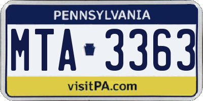 PA license plate MTA3363