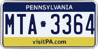 PA license plate MTA3364