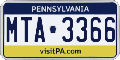 PA license plate MTA3366