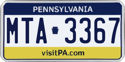 PA license plate MTA3367