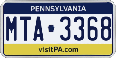 PA license plate MTA3368