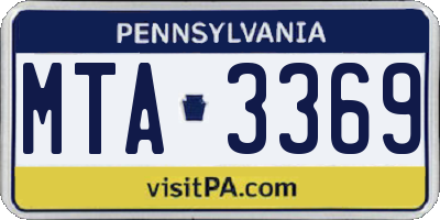PA license plate MTA3369