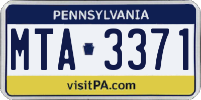 PA license plate MTA3371