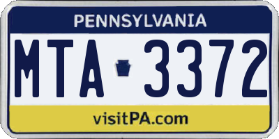 PA license plate MTA3372