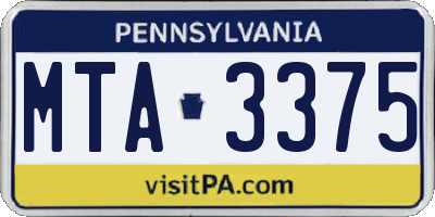 PA license plate MTA3375