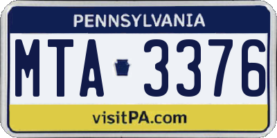 PA license plate MTA3376