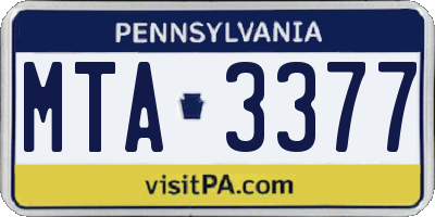 PA license plate MTA3377